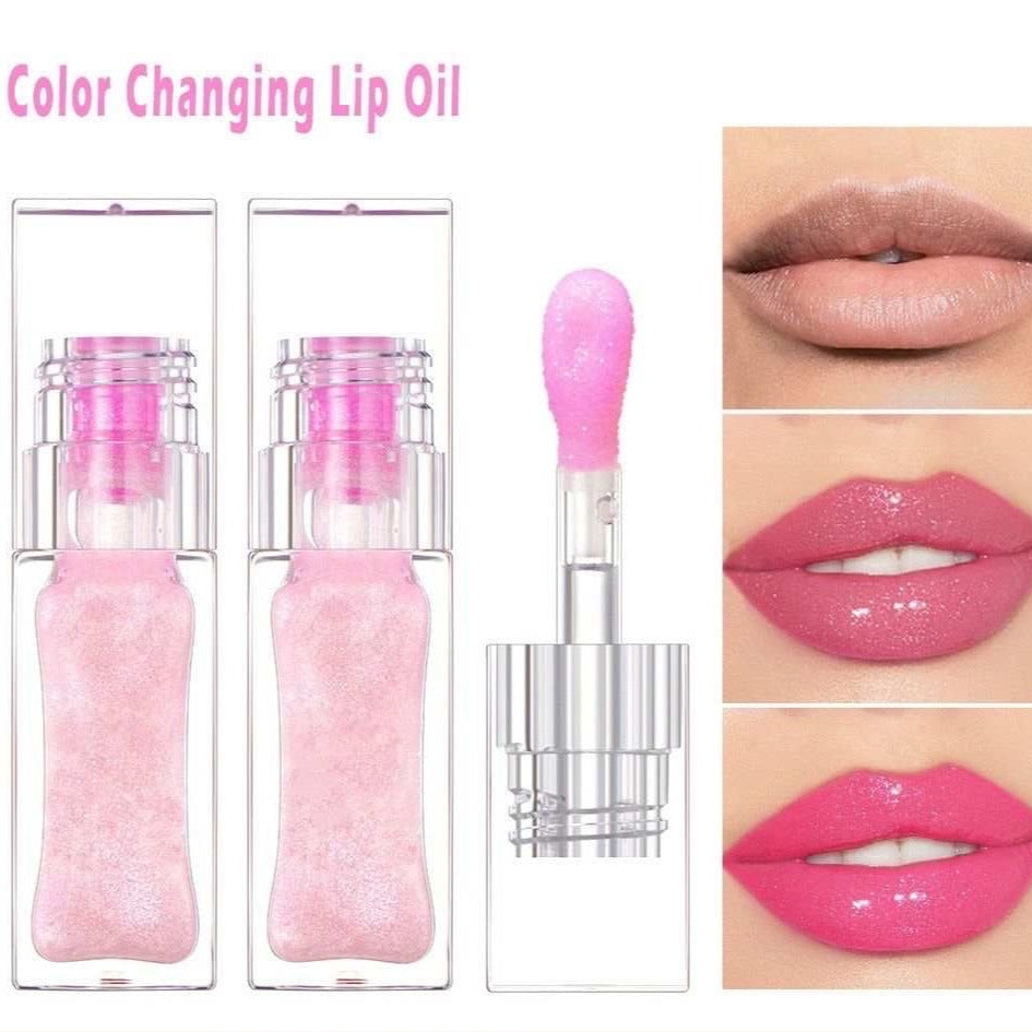 CUSTOM COLOUR CHANGING LIP OIL WITH LOGO AND BOX PRIVATE LABEL