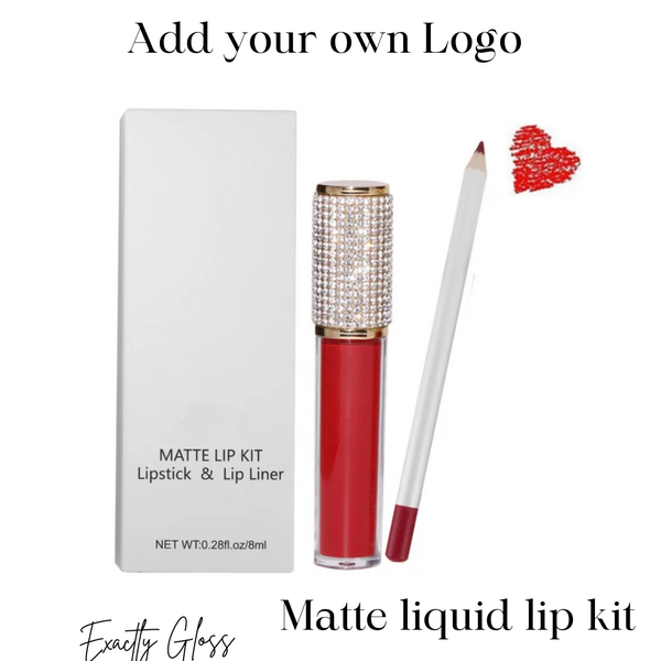 CUSTOM MATTE LIQUID LIP GLOSS AND LIP LINER SET WITH LOGO AND BOX WHOLESALE PRIVATE LABEL