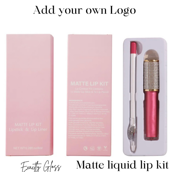 CUSTOM MATTE LIQUID LIP GLOSS AND LIP LINER SET WITH LOGO AND BOX WHOLESALE PRIVATE LABEL