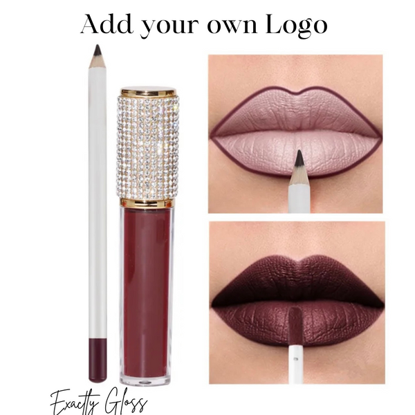 CUSTOM MATTE LIQUID LIP GLOSS AND LIP LINER SET WITH LOGO AND BOX WHOLESALE PRIVATE LABEL