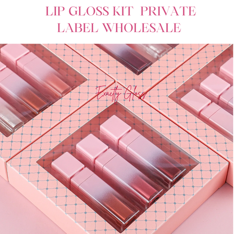 CUSTOM LIP GLOSS BUNDLE TRIO SET WITH LOGO AND BOX PRIVATE LABEL