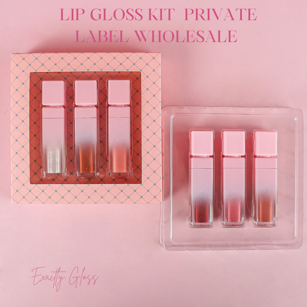 CUSTOM LIP GLOSS BUNDLE TRIO SET WITH LOGO AND BOX PRIVATE LABEL