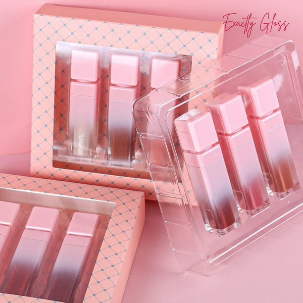 CUSTOM LIP GLOSS BUNDLE TRIO SET WITH LOGO AND BOX PRIVATE LABEL