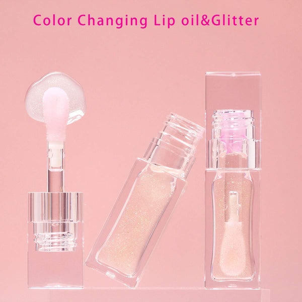 CUSTOM COLOUR CHANGING LIP OIL WITH LOGO AND BOX PRIVATE LABEL