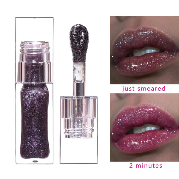 CUSTOM COLOUR CHANGING LIP OIL WITH LOGO AND BOX PRIVATE LABEL