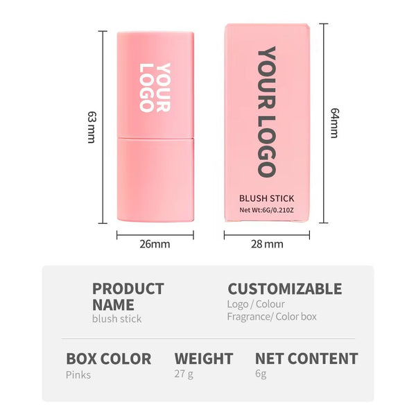 CUSTOM BLUSH STICKS WITH YOUR LOGO – PRIVATE LABEL WHOLESALE MAKEUP – CREAM BLUSH FOR BEAUTY BRANDS