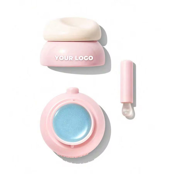 CUSTOM LIP BALM IN PINK POT WITH MINI SPATULA – 8 COLORS – PRIVATE LABEL HYDRATING FORMULA WITH BUILT-IN BRUSH