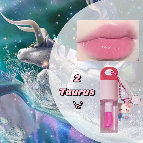 ZODIAC SIGN LIP GLOSS / LIP OIL WITH BOX – CUSTOM WITH YOUR LOGO – INCLUDES KITTEN TRINKET & ASTROLOGY SYMBOL